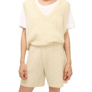 Storets 2 pc Harper Knitted Sweater Vest And Shorts Set in Cream Size S/M